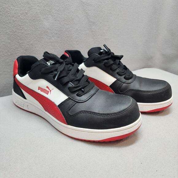 Puma Safety Frontcourt Low Composite Toe Black White Red Size 9 - Picture 1 of 8
